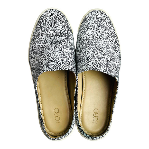 🍀LOGO Lori Goldstein Women's Black White Crackle Print Slip On Loafers Size 7 M - Picture 4 of 9